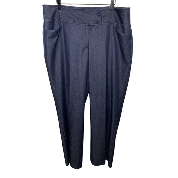 Lane Bryant Womens Wide Leg Pants Plus Size 18 Blue Jean High Waist Trousers NWT - Picture 3 of 9
